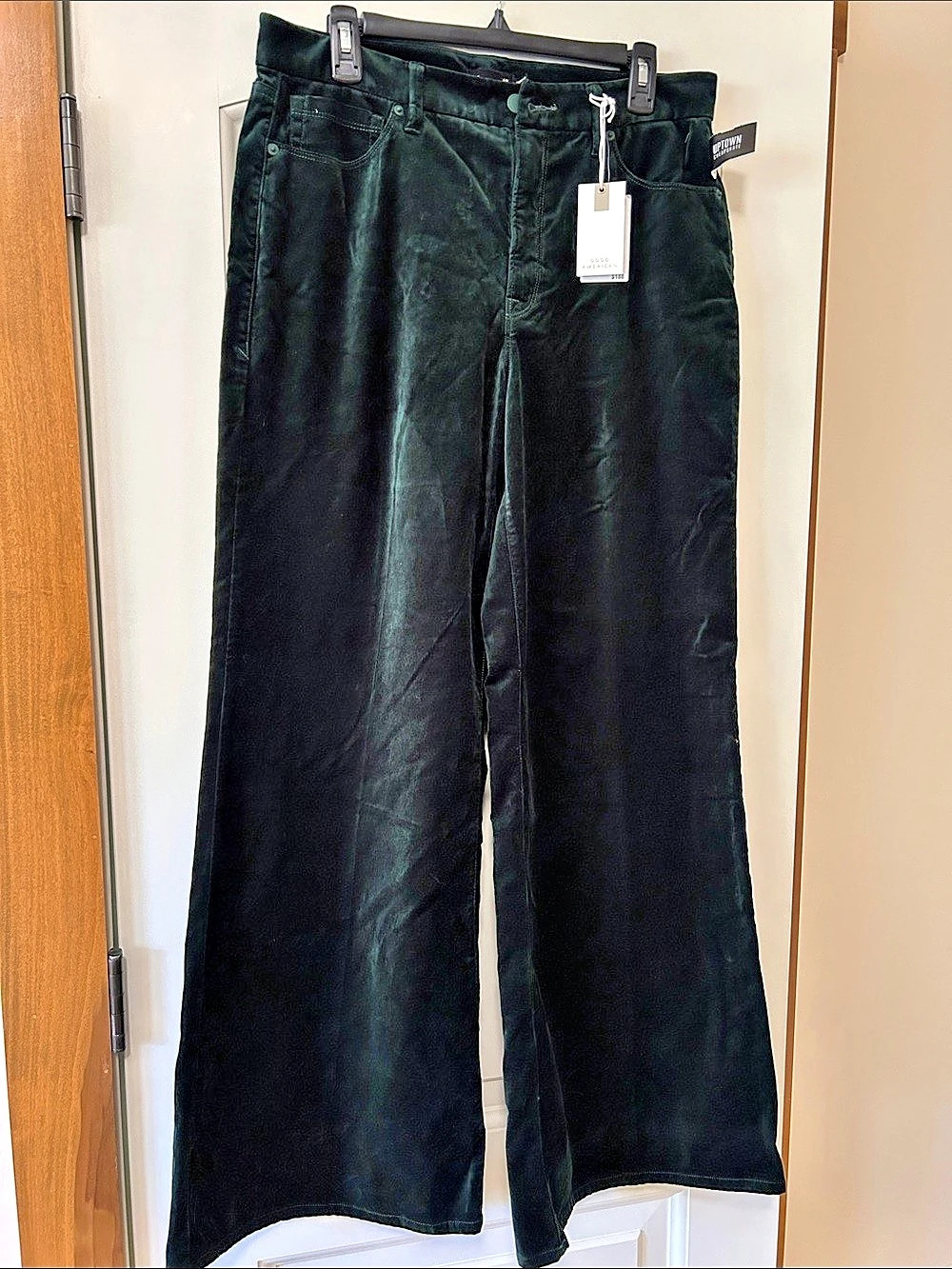 Good American Good Waist Palazzo Wide Leg Velvet Jeans Waist 12